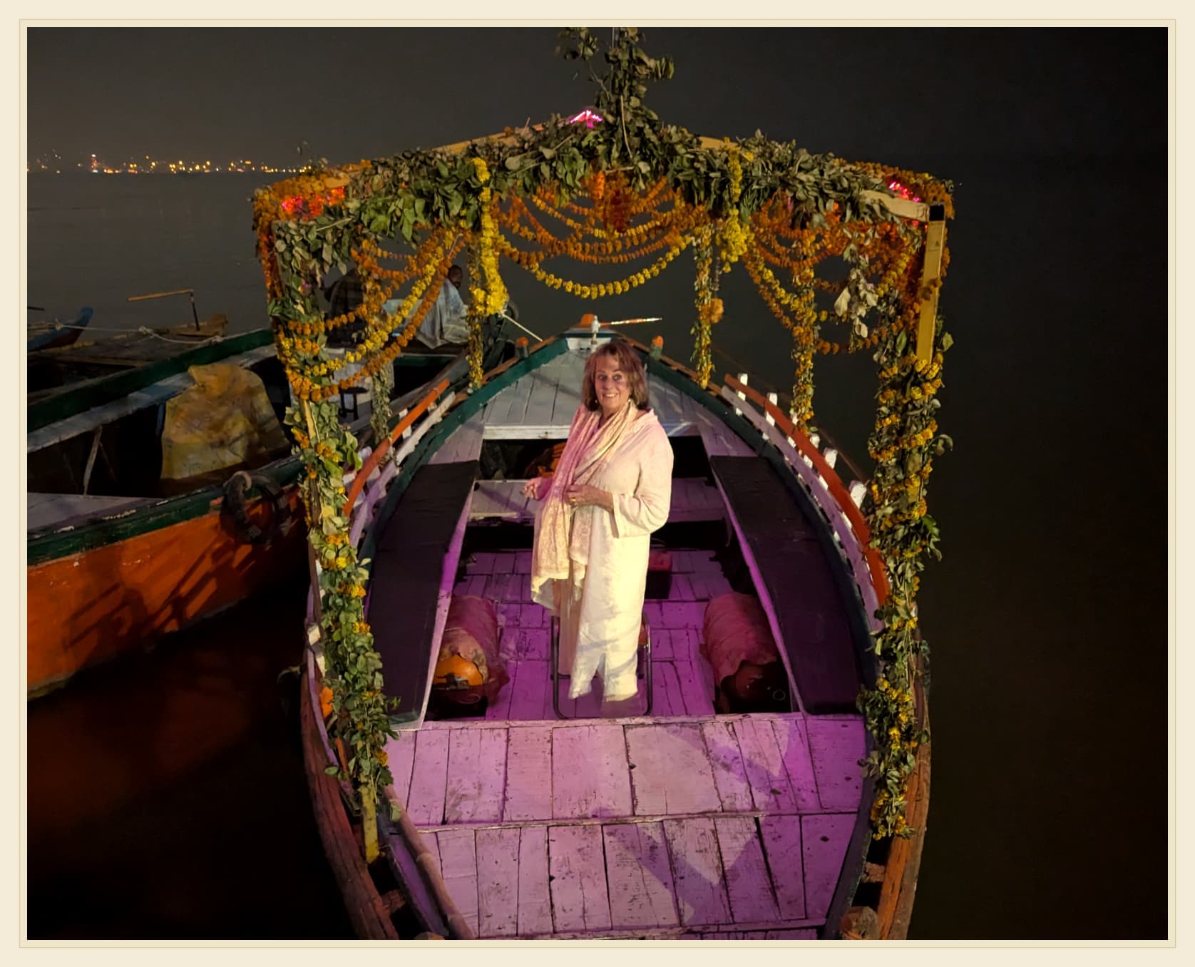Guests gathered on a boat